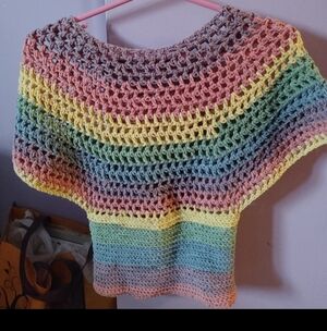 Rainbow Crochet Women's Poncho